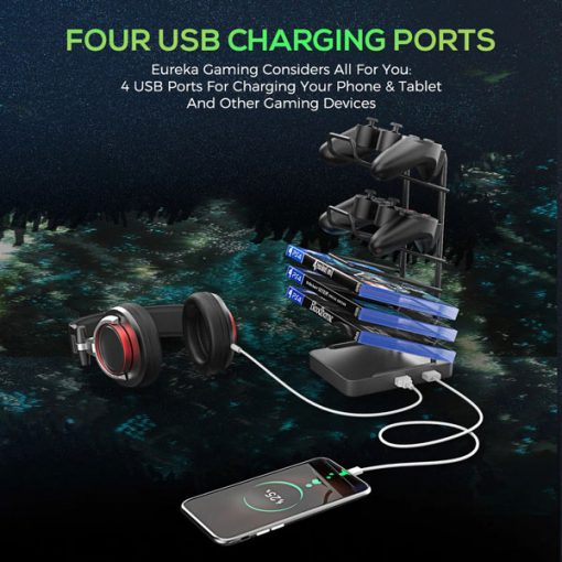 Eureka GTG-I43 Gaming Desk USB charging ports